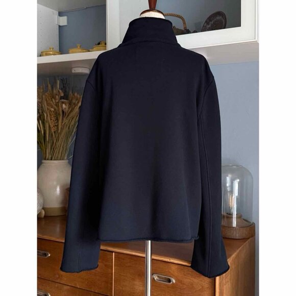 Frank & Eileen Mini Belfast Cropped Sweatshirt Peacoat Jacket Black - Picture 3 of 9